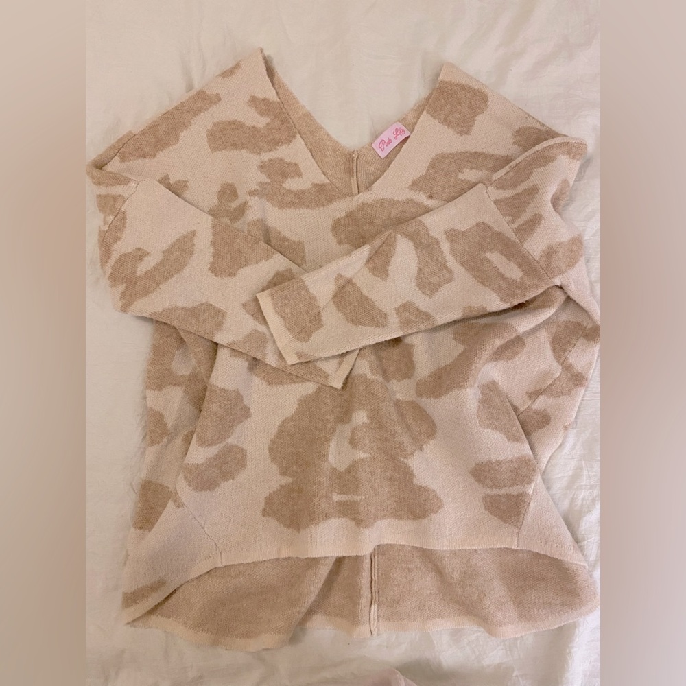 Pink Lily Animal Print Sweater